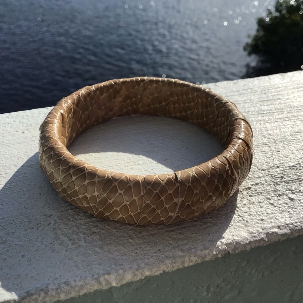 Wild Exotic Python Leather Bangles Bracelets Bund… - image 6